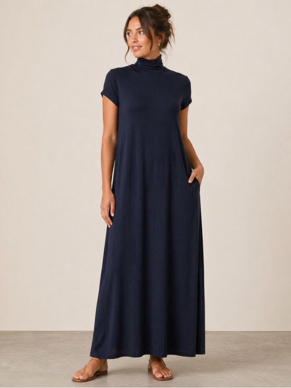 1 People Dresden Maxi Dress Kalonji Navy Blue Sustainable Modal Sz L NWT